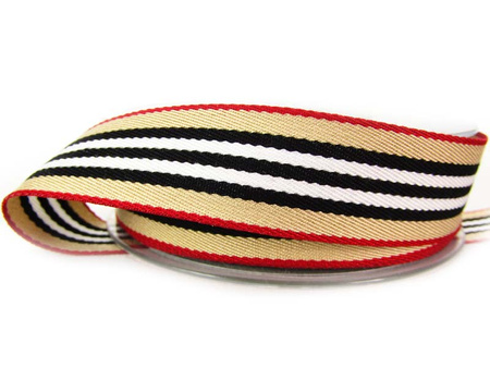 Taśma 25mm tkana lampas beż