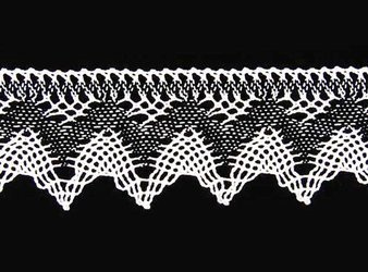 Koronka 8cm bawełniana biało-czarna