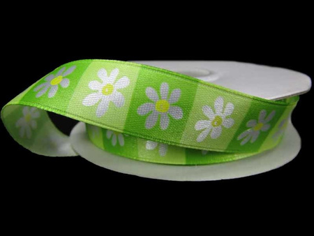 Wstążka 16mm atłas STOKROTKA groszkowa