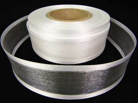 Wstążka 25mm organtyna LAMÓWKA biała