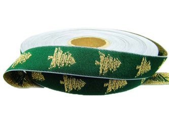 Taśma 20mm żakard CHOINKA zielona