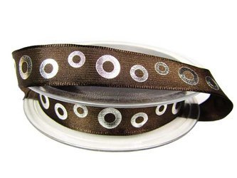 Wstążka 16mm tafta KOŁA srebrna