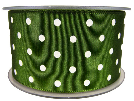 Wstążka 48mm ryps dwustronna KROPECZKA khaki