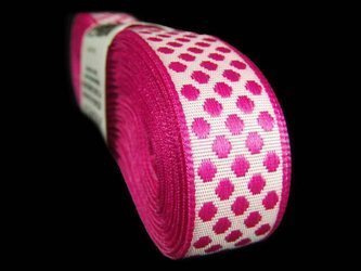 Taśma 15mm żakard KROPKA róż