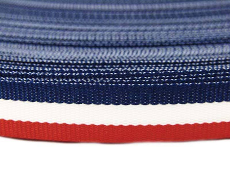 Taśma 11mm tkana LAMPAS granatowo_biało_czerwona
