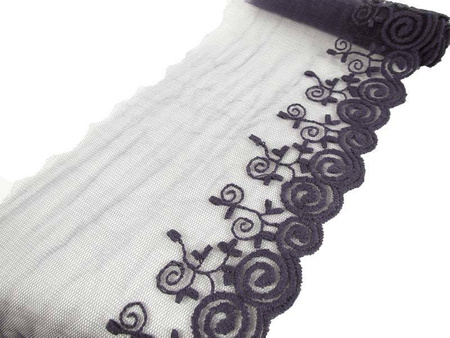 Koronka 10cm tiulowa grafit