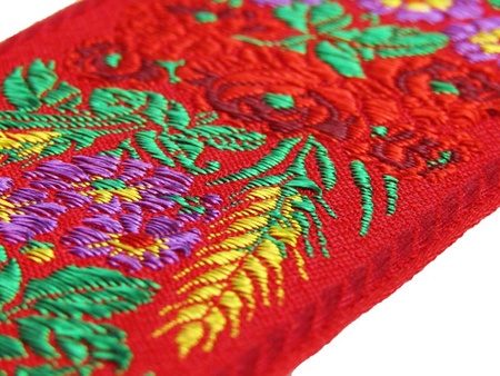 Taśma 70mm żakard RÓŻA czerwona