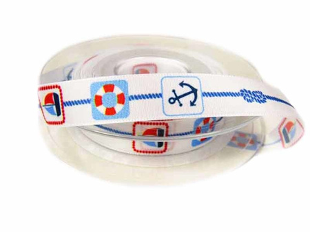 Wstążka 15mm tafta MARINE biała