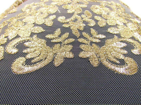 Koronka 140cm tiulowa haft złota