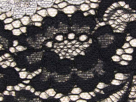 Koronka 140cm stabilna poliamid-bawełna czarna