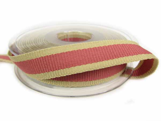 Taśma 15mm  ryps OATMEAL STRIPE antyczny róż