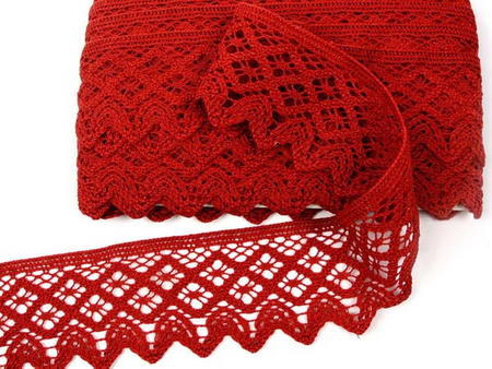 Koronka 6,8cm bawełniana czerwona malina