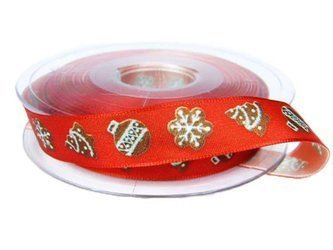 Wstążka 16mm tafta Winter Fantasy czerwona