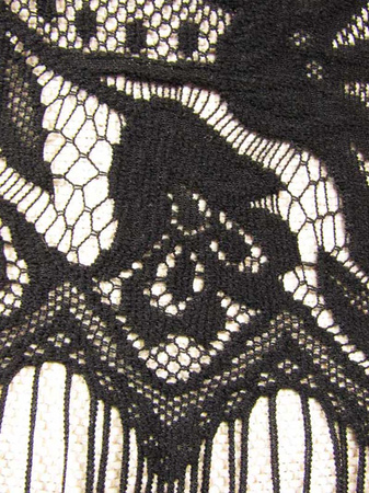 Koronka 150cm poliestrowa FLORES czarna