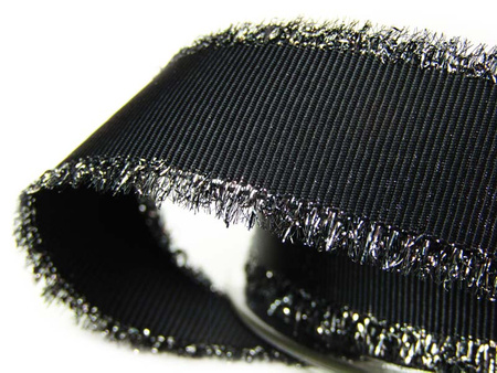 Taśma 25mm ryps ozdobny czarno-srebrna