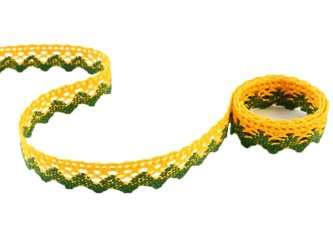 Koronka 1,7cm bawełniana słonecznożółto-zielona
