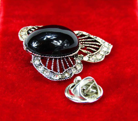 Broszka czarno-srebrna