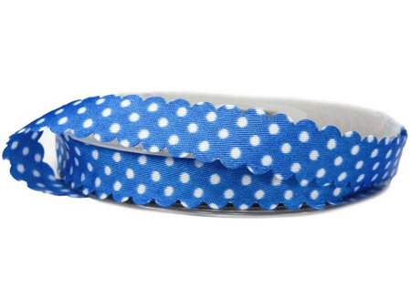 Wstążka 15mm atłas KROPECZKI chabrowa