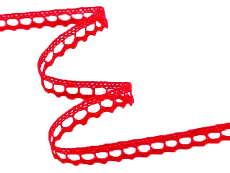 Koronka 0,9cm bawełniana żywo-czerwona