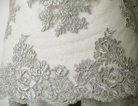 Koronka 140cm tiulowa haft koder popiel
