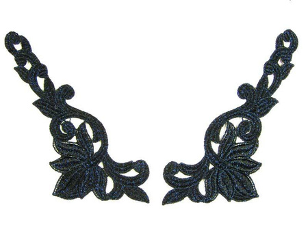 Dekolt gipiurowy czarny z brokatem