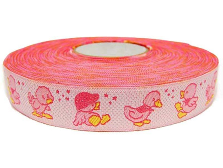 Taśma 16mm żakard KACZUSZKA róż
