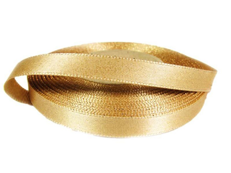 Wstążka 10mm atłas REXOR złoty beż