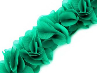 Taśma 6cm ozdobna KWIAT 3D szmaragd