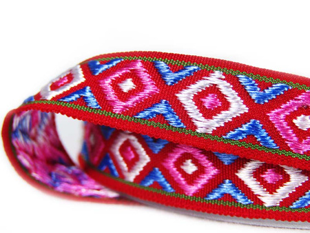 Taśma 13mm żakard AZTEC amarantowo-czerwona