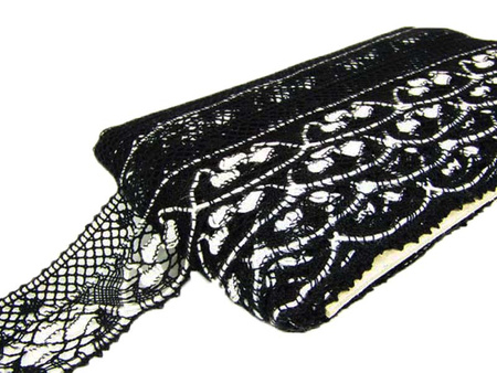 Koronka 5,5cm bawełniana czarno_biała