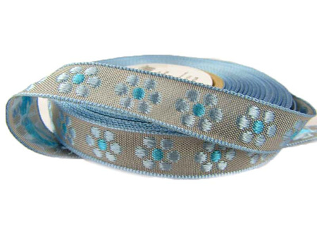 Taśma 15mm żakard STOKROTKA popiel