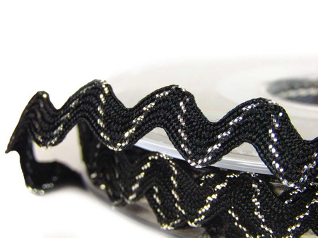 Taśma 10mm zygzak poliester czarna