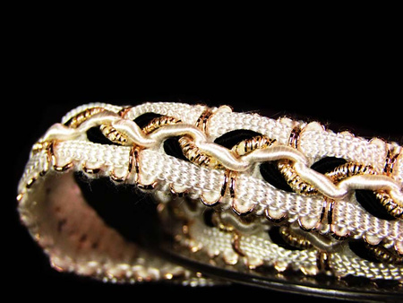 Taśma 1cm ozdobna pleciona biało-złota