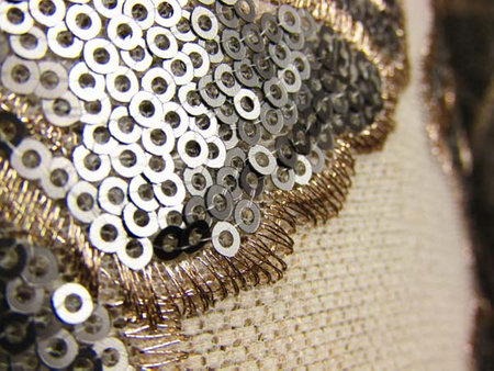 Tkanina 150cm tiulowa z cekinem popiel