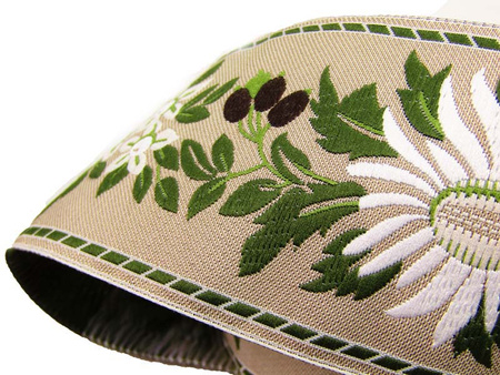 Taśma 55mm żakard KWIAT beż