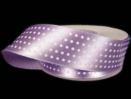 Wstążka 25mm atłas KROPECZKI jasny fiolet