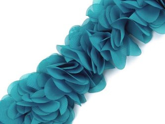 Taśma 6cm ozdobna KWIAT 3D niebieski lazur