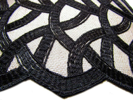 Koronka 140cm tiulowa haft czarna