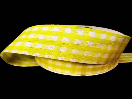 Wstążka 25mm KRATKA żółta