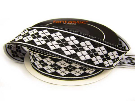 Taśma 20mm żakard ROMB czarna