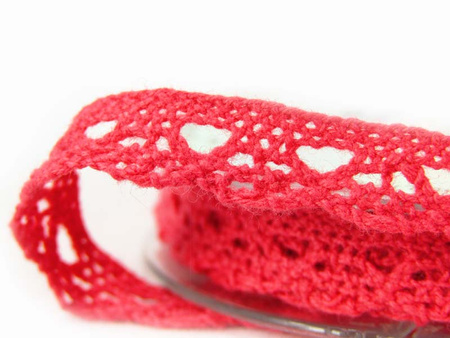 Koronka 1cm bawełniana róż koral