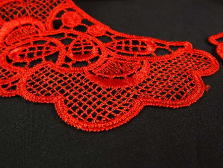 Kołnierzyk damski gipiura czerwony