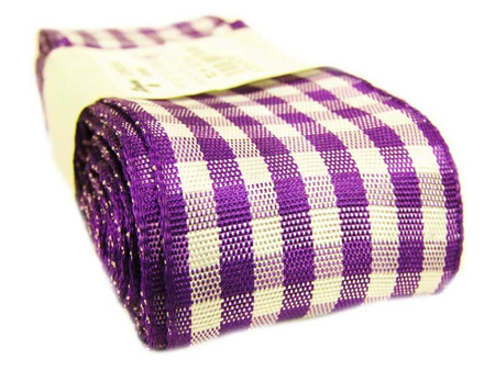 Wstążka 40mm kratka fiolet