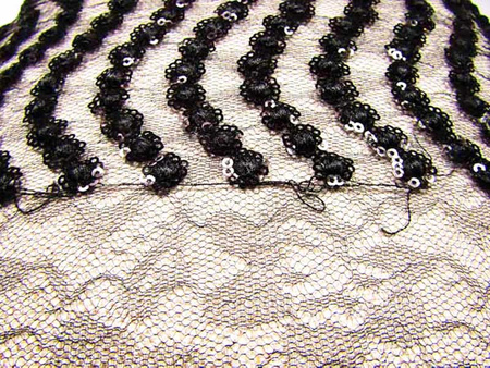 Koronka 140cm tiulowa z cekinem czarna