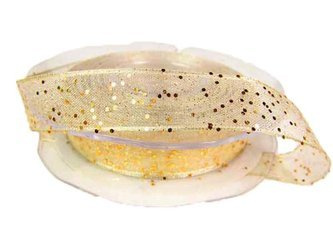 Wstążka 15mm organtyna BROKAT złota