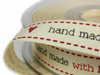 Wstążka 15mm tafta HAND MADE WITH LOVE natural