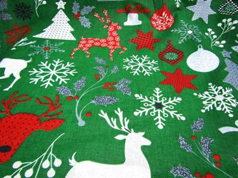 Płótno bawełniane motyw świąteczny zielony