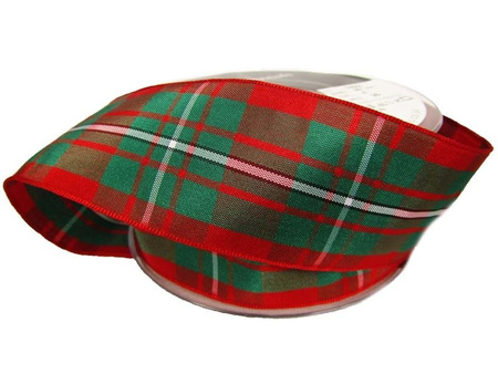 Wstążka 40mm kratka szkocka MacGregor czerwona