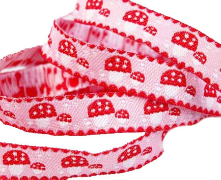 Taśma 12mm żakard GRZYBEK róż