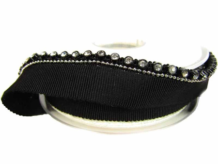 Wypustka 2cm rypsowa CYRKONIA czarna